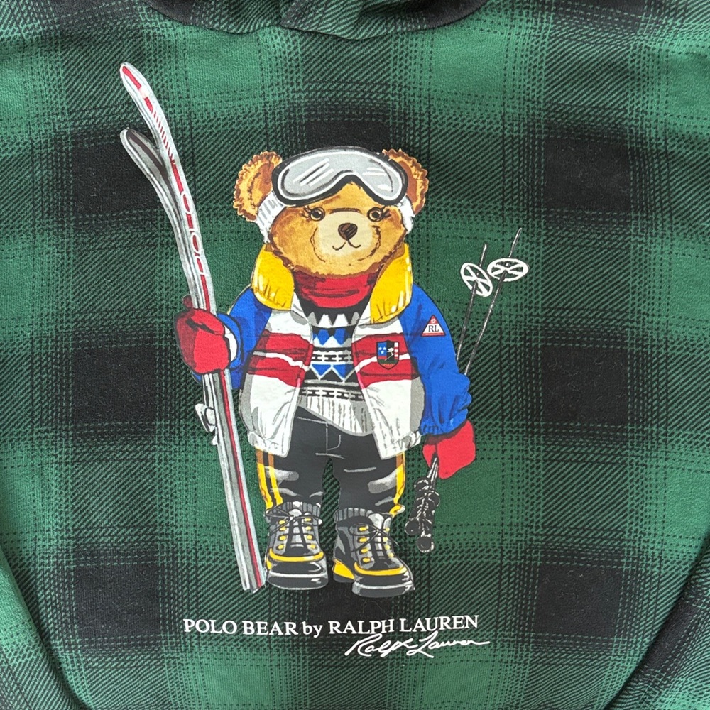 POLO BEAR by RALPH LAUREN girls hooded sweatshirt with skis and snow gear